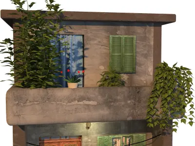 3D house model building with plants 3D model