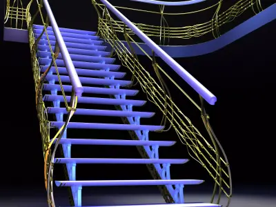 Ladder-gold stair railing - stair railing 3D model