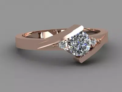 Rose Gold Women Diamond Ring 3D print model 3D print model 32