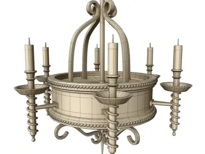 chandelier 3D model with four candle holders 3D model