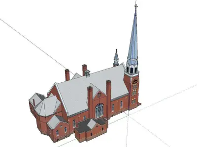 Architecture-Religion-God-Culture-Temple-052 church with steeple 3D model