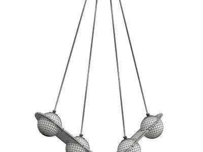 ANGLE pendant light with four balls hanging from it 3D model