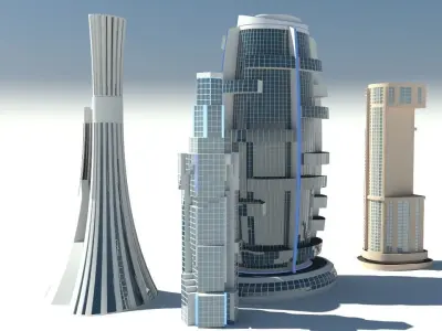 Skyscrapers futuristic skyscraper 3D model