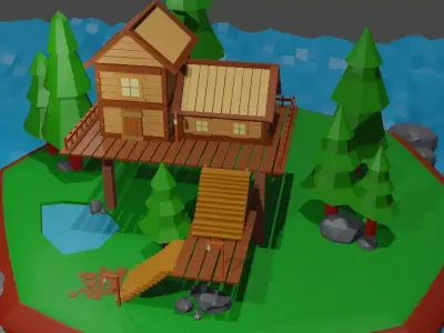 Low poly house Free 3D model purchase