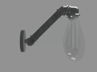 Industrial Pipe Fitting Wall Sconce with Edison Style Bulbs Free 3D model