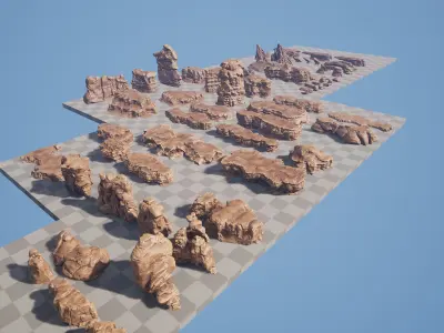 Large Desert Rocks Collection Low-poly 3D model