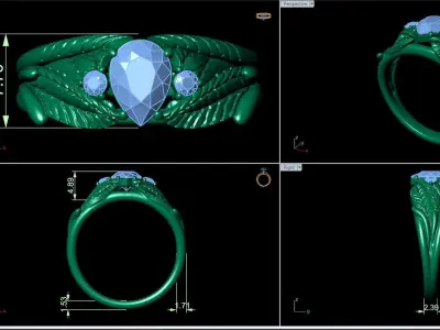 Pear fancy ring 3D print model
