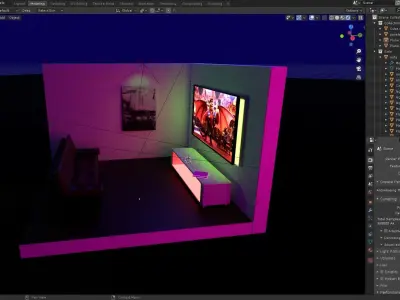 Living Room Low Poly Low-poly 3D model