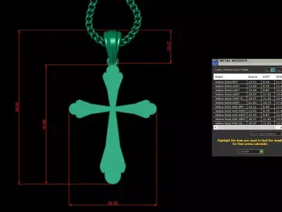 Light Gold 18K Cross Pendant 1CP079 3D print model purchase