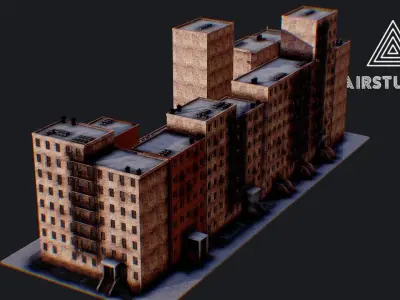 Low Poly - New York City Block Low-poly 3D model
