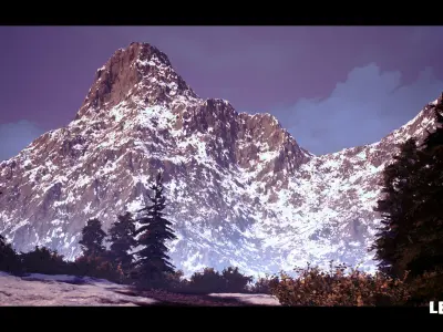 Nordic Viking Landscape Snowy  Sunny  Low-poly 3D model