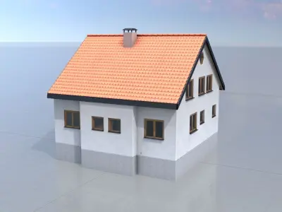 Modern single-family house version 1 L Low-poly 3D model