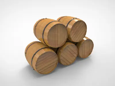 Wooden barrels 3D model