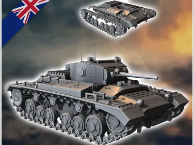 Valentine Mark Mk VIIA infantry tank - UK United WW2 Kingdom Bri 3D print model V1