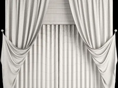 Roman and Cotton Curtain 055 Low-poly 3D model