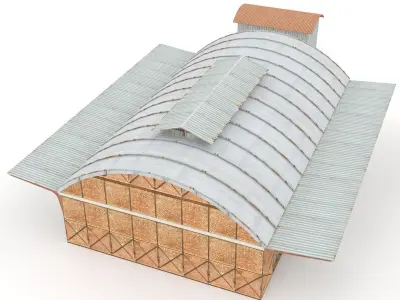 Industrial railway buildings 3D model