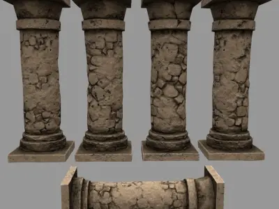pillar set 9 columns Low-poly 3D model