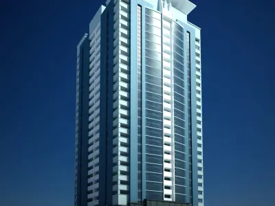 Apartment 1 high rise building in middle of park 3D model