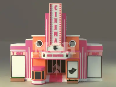 Cinema movie theater Low-poly 3D model