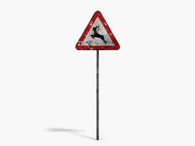 Damaged Wild Animals Sign Low-poly 3D model