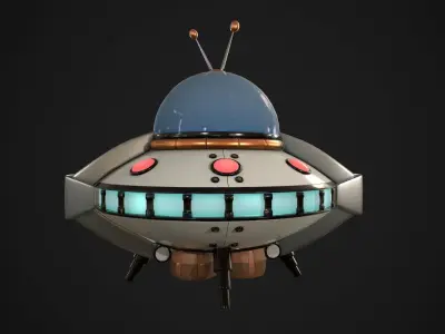 Cartoon Spaceship PBR Low-poly 3D model