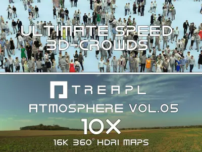 10X HDRI SKY VOL05 - ULTIMATE SPEED 3D CROWDS - PEOPLE 3D Model Pack