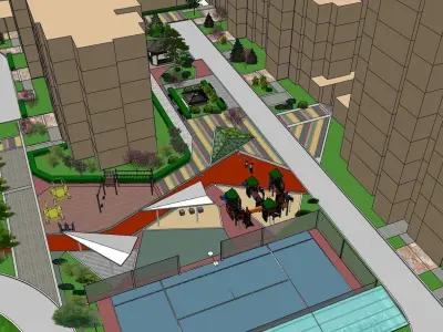 classical residential unit complex landscape 3D model