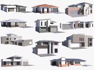 Australian Houses Modular Pack A Low-poly 3D model