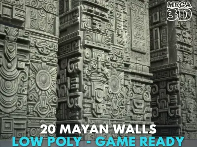 Low poly Mayan Walls - 240418 Low-poly 3D model