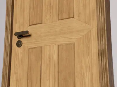 Wooden door Low-poly 3D model
