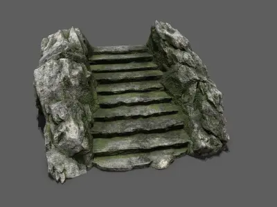Stairs set of made out of rocks Low-poly 3D model order