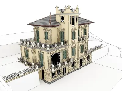 Afi24 ornate building with balconies and turrets Free 3D model