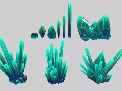 Crystal Set sword Low-poly 3D model