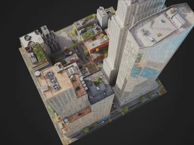 Realistic City District H30-A8 MAYA Low-poly 3D model