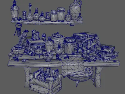 Stylish Magician Alchemist Table Low-poly 3D model