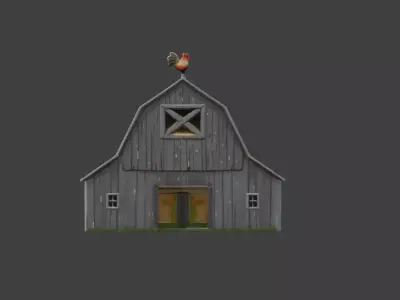 Rustic Barnhouse with Rooster Ornament Low-poly 3D model