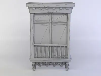 Window wooden cabinet Low-poly 3D model