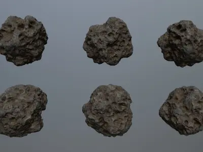Asteroid Set rocks and stones Low-poly 3D model