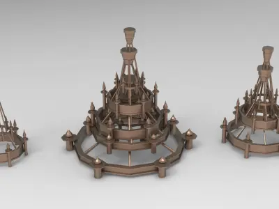 chandelier low poly 3 models 3D model