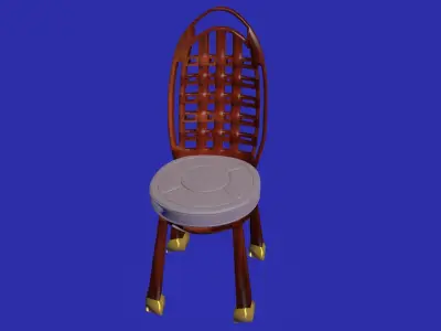 Checker backside wooden chair 3D model