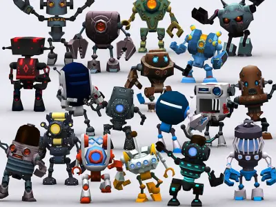 3DRT-Chibii Robots Low-poly 3D model