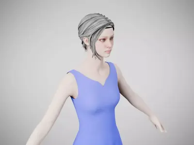 Dress 36 Very Light Blue Low-poly 3D model