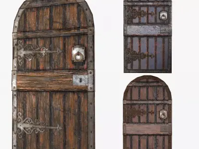 Medieval Castle Door PACK - Dungeon Door - PBR 4k Low Poly Low-poly 3D model