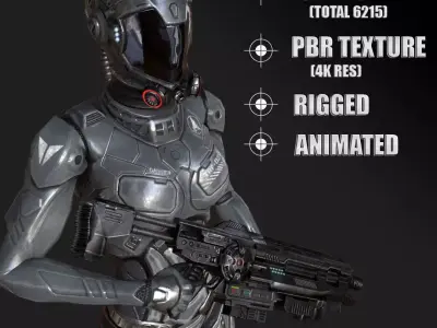 Sci-fi female armor Low-poly 3D model