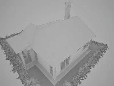 Small House Interior  Exterior Low-poly 3D model