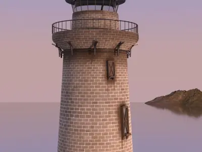 Lighthouse on island 3D model