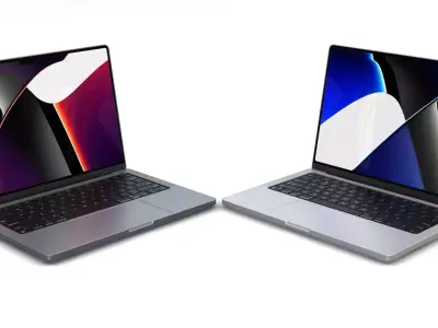 Apple MacBook Pro 14 inch 2021 Space Gray and Silver Low-poly 3D model