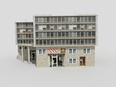 Office Building Low-poly 3D model 12