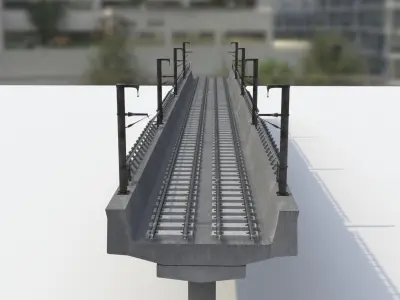 Metro Track and Bridge or Broken Metro track and bridge Low-poly 3D model