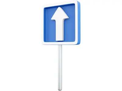 3d Straight road sign icon 3D model